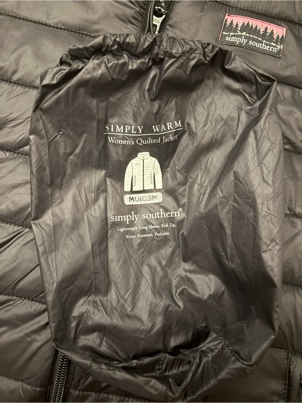 Simply Southern Black Womens Puffer Jacket - Picture 2 of 2